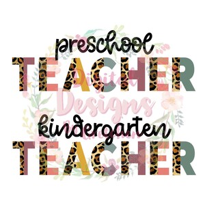 Preschool and Kindergarten teacher boho leopard PNG digital download sublimation back to school