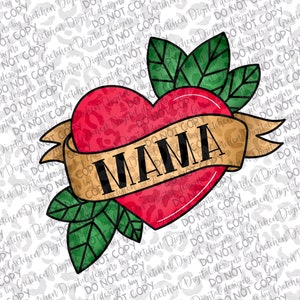 Traditional Mama tattoo PNG digital download sublimation