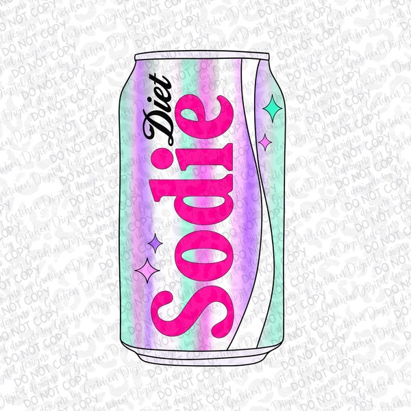 Diet sodie can holographic colors png digital download sublimation DTF cute