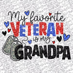 My favorite veteran is my grandpa camo PNG digital download sublimation Veterans Day military dog tags