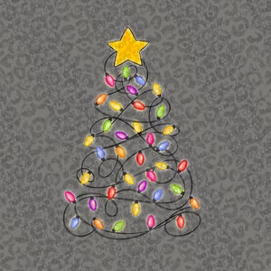 Julgransformade ljus PNG digital nedladdning sublimering handritad DTF högtider glada och ljusa