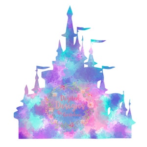 Aquarel kasteel silhouet PNG digitale download sublimatie