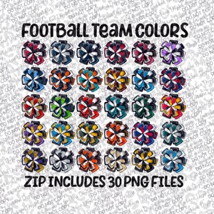 30 PNG cheer pom poms major football league team colors digital download sublimation DTF DTG fall