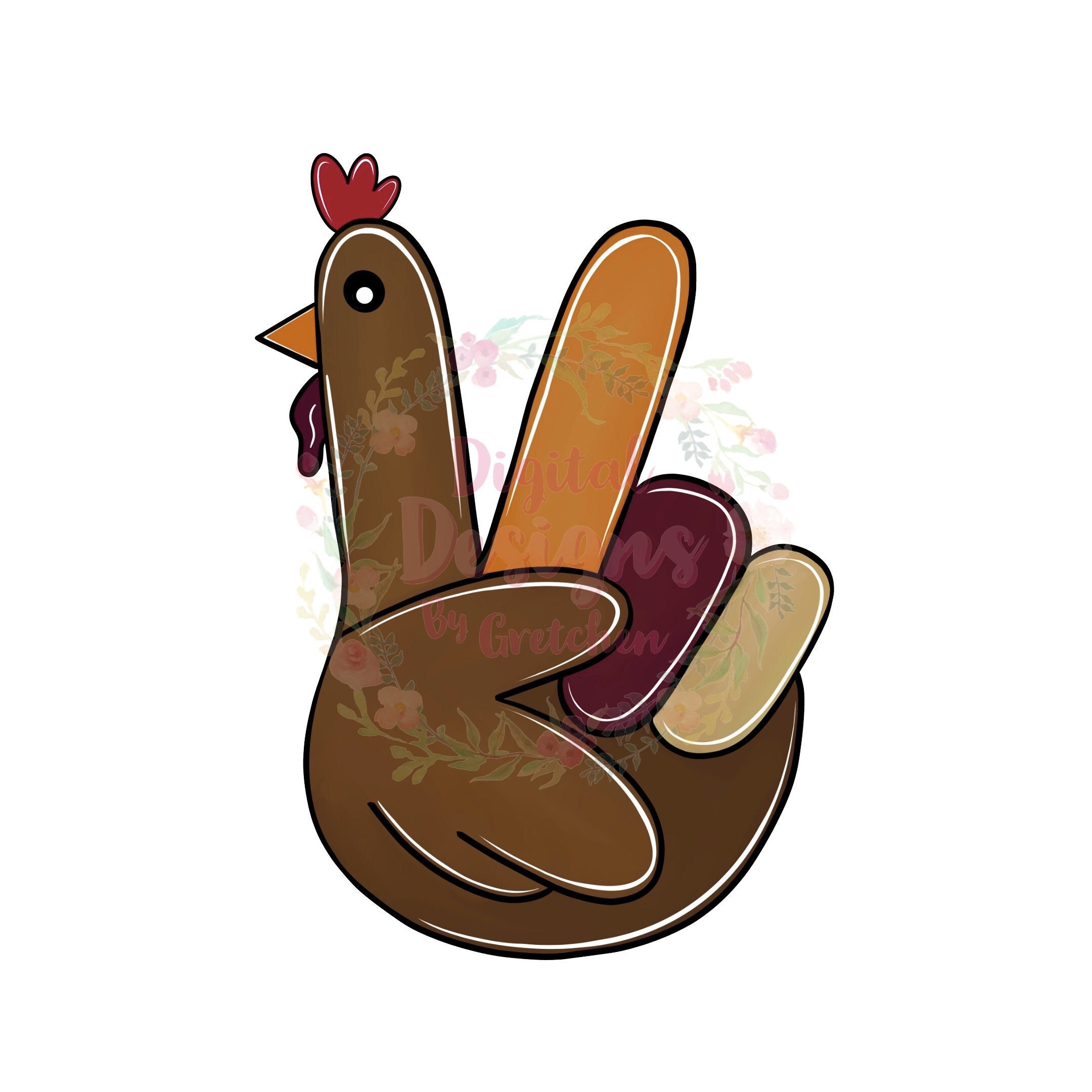 Turkey Hand Peace Sign PNG digital download fall thanksgiving sublimation