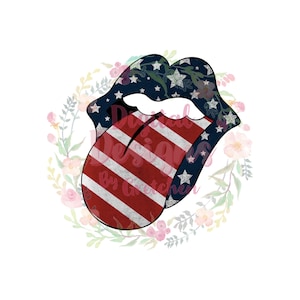 Red White and Blue Lips and Tongue patriotic PNG digital download sublimation American Flag