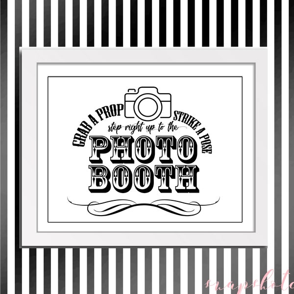 Grab A Prop Strike A Pose High Quality Photo Booth Photobooth Sign Wedding Birthday Event Sweet 16 Bar Bat Mitzvah Printable 300 DPI