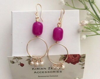 Pink Earrings with freshwater pearls