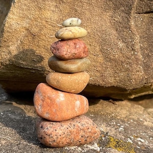 Rock Cairn - Colorful Whimsy&quot; Stacked Colorful Lake Rocks / Stacked Stones / Natural Gift / Beautiful Gift / Lake Ontario Rocks