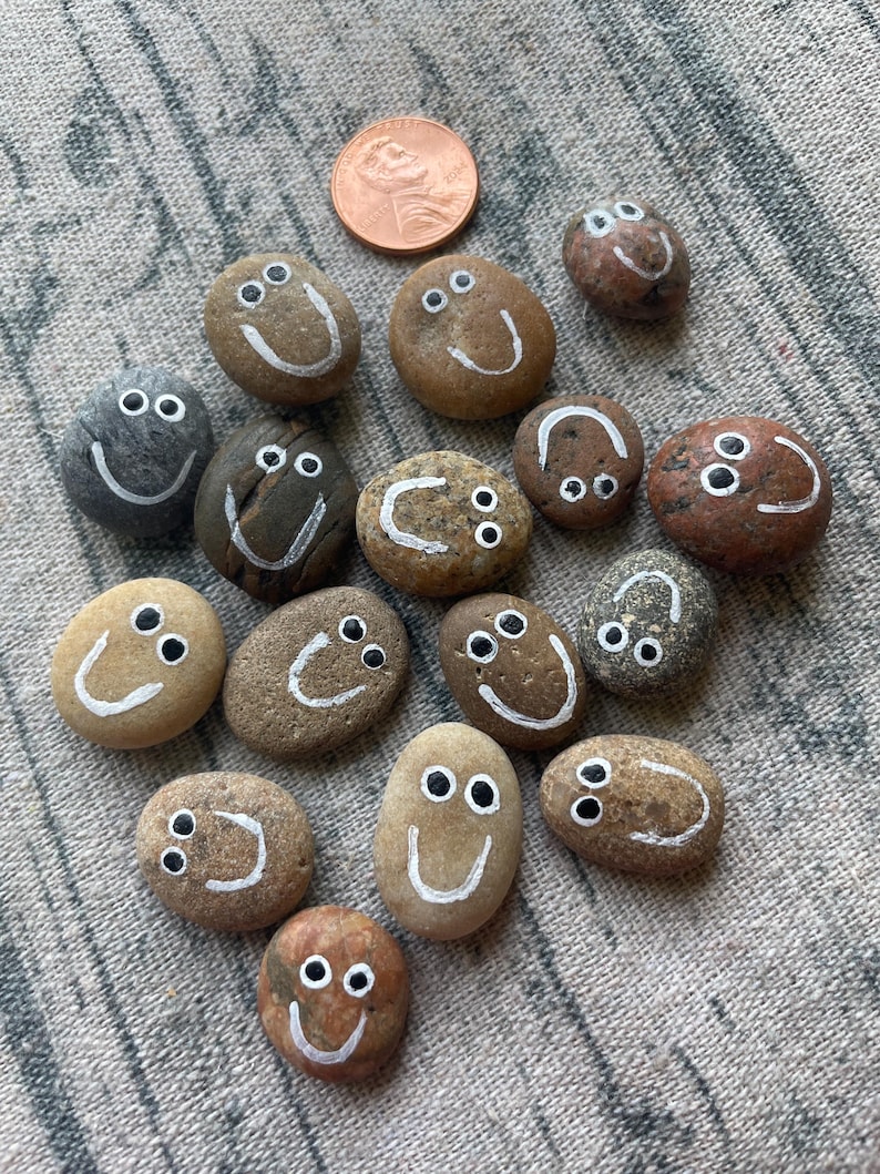 Happy Ohio Rocks 16 Super Happy Rocks - Hand Painted Smiley Face Lake Rocks - Etsy