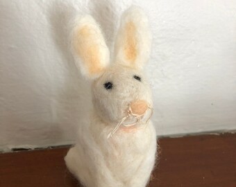 Wool Felted White Rabbit