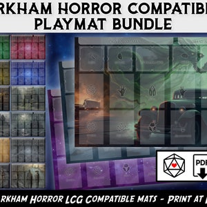 Pacote de playmat compatível com Arkham Horror LCG: 15 tapetes de jogador imprimíveis para cartas de investigador