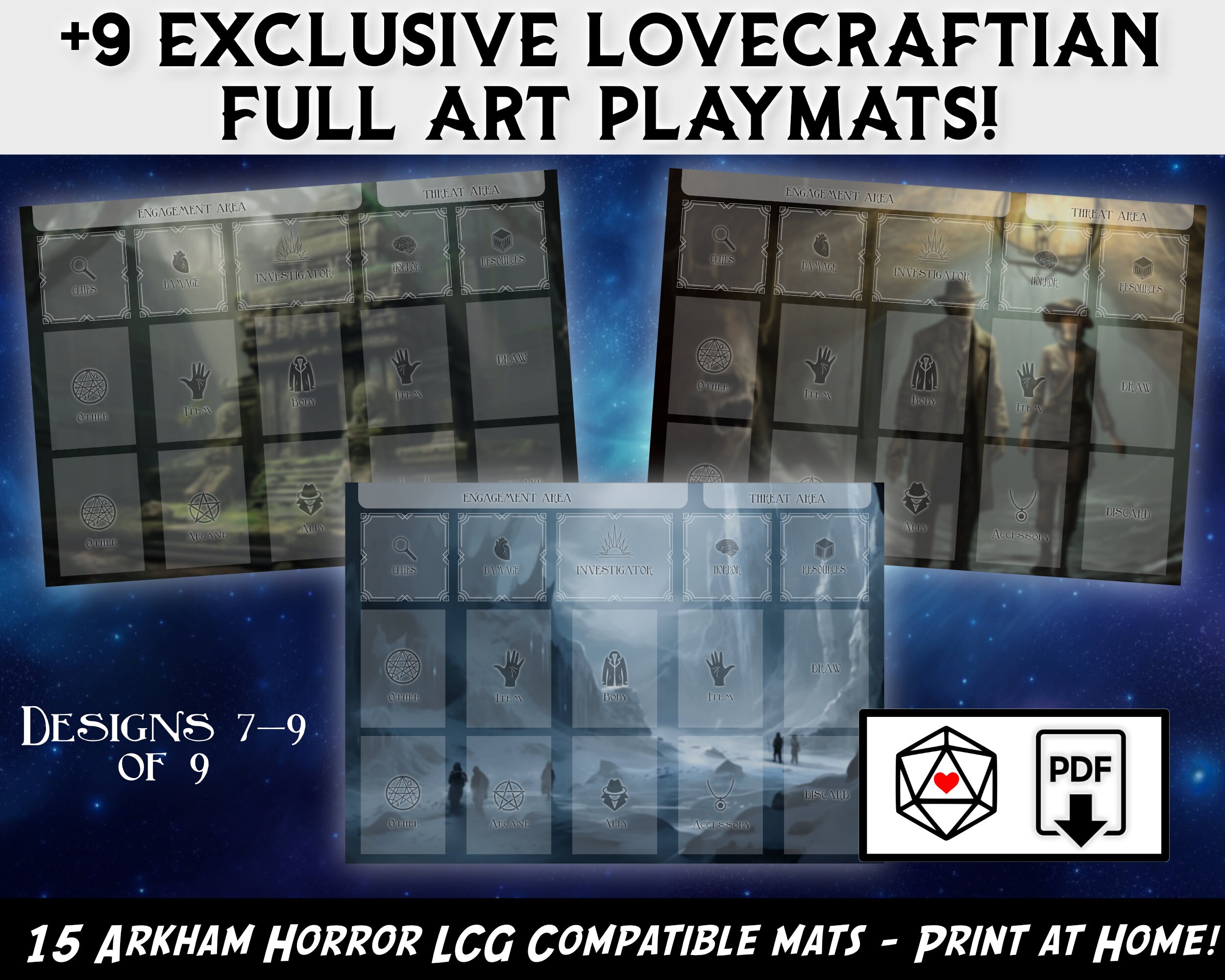 Arkham Horror LCG Compatible Playmat Bundle: 15 Printable Player Mats for Investigator Cards - Etsy Arkham Horror LCG Compatible Playmat Bundle: 15 Printable Player Mats for Investigator Cards - Etsy