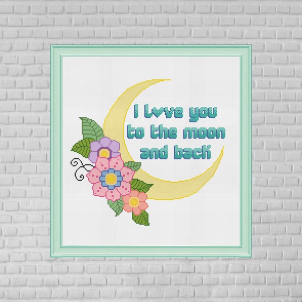 I love you to the moon and back - La Vispa -  Cross stitch pattern  - Instant download PDF