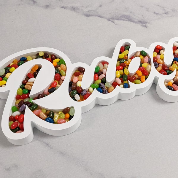 Custom Candy Dish, 8.5"H, Candy Dish Name Tray, Fillable Letters, Candy Table Decor, Dessert Table Decor