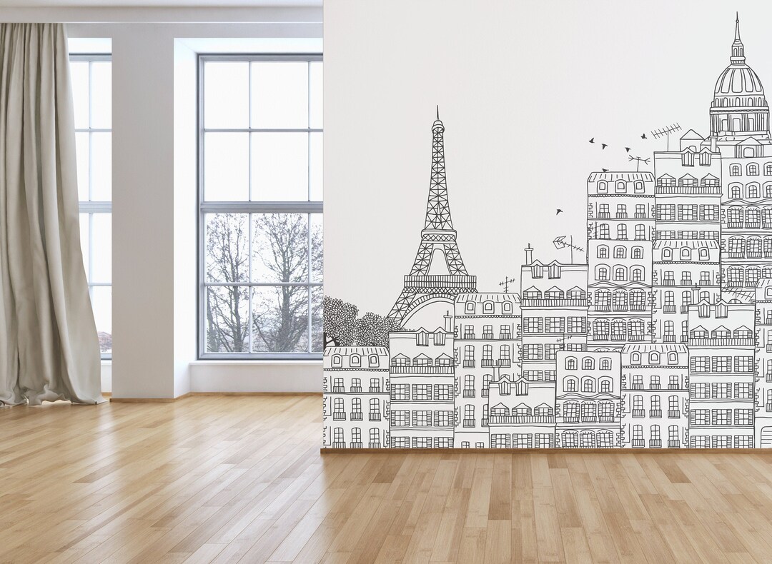 Paris Coloring Book Wallpaper, Giant Coloring Book, Paris Mural