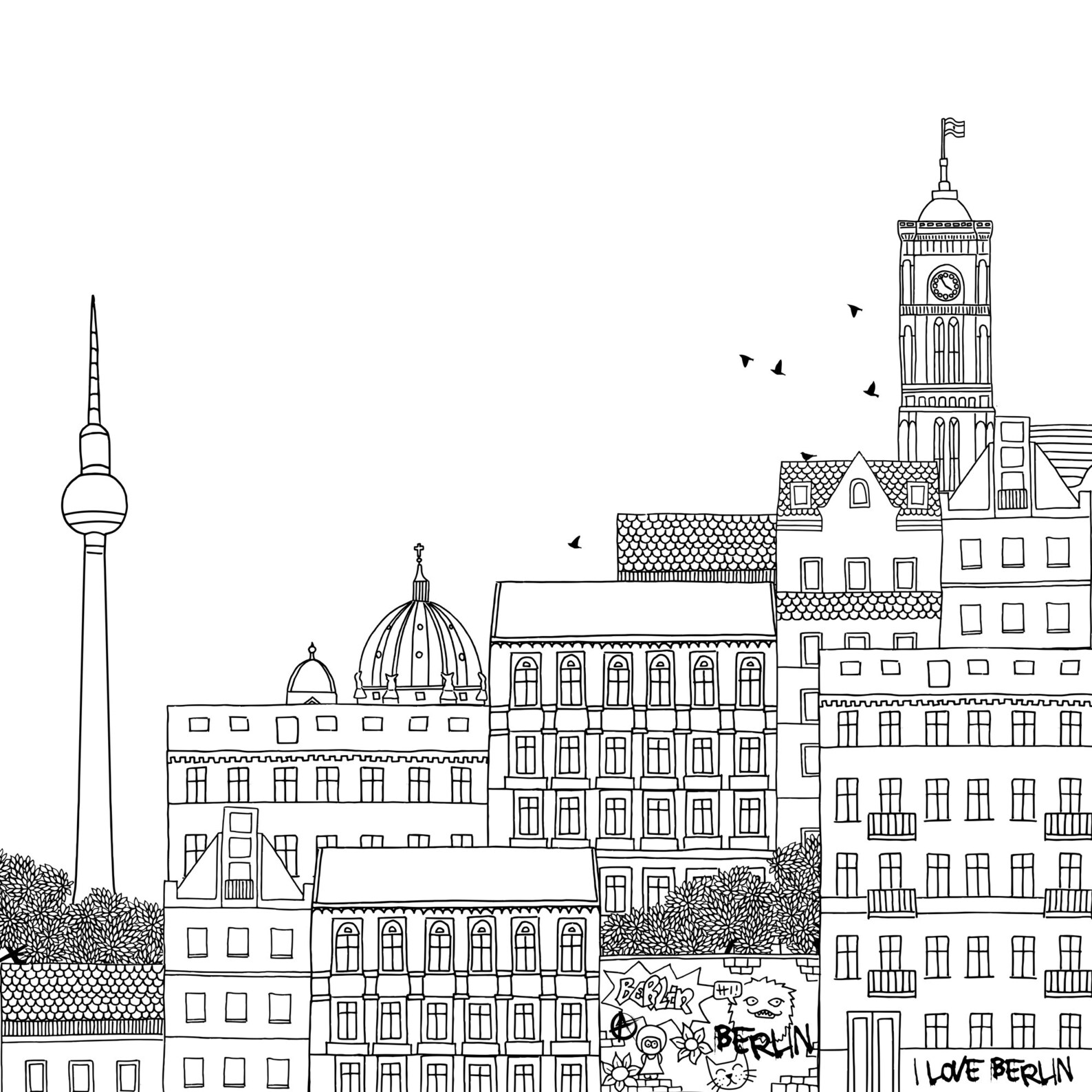 Berlin Coloring Book Wallpaper Giant Coloring Book Berlin | Etsy