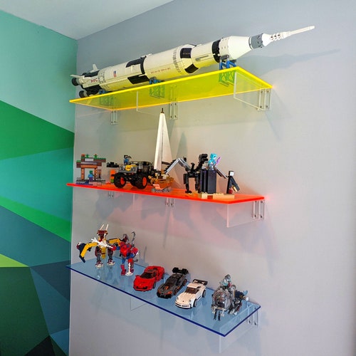 Fluorescent Acrylic Shelves With Clear Brackets Set of 3 Etsy