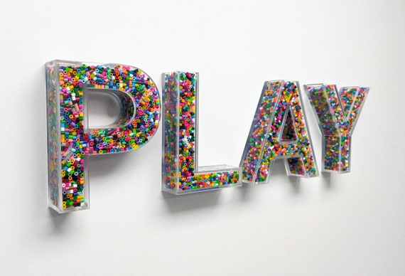 Fillable PLAY Letters, 3 Sizes, Acrylic Fillable Letters, Playroom