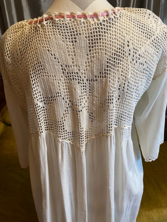 antique Edwardian handmade nightgown with crochete