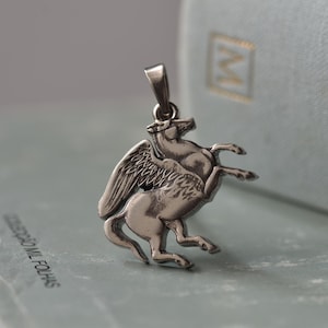 Pegasus Necklace. 5 Drachma, 1973 | Handmade with Greek Coin |  Greek Mythology | Ancient Greece | Cut Coin | Flying Horse | Silver Colour