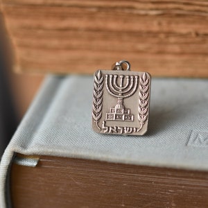 Israel Coat of Arms Necklace. Made from a Israeli Coin. Menorah.