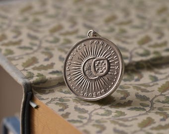 Portugal Coin Necklace in Silver (.500) | 500 Escudos, 1997 | Handcrafted | Repurposed Coin | Handmade | Portuguese Coin | Portugal Pendant