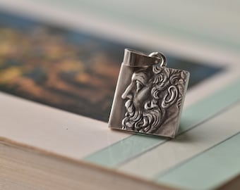 Greece Cut Coin Necklace. Portrait of Solon | Handmade from a Greek Coin | Silver Colour | | Ancient Greece | 50 Drachmai, 1980 | Pendant
