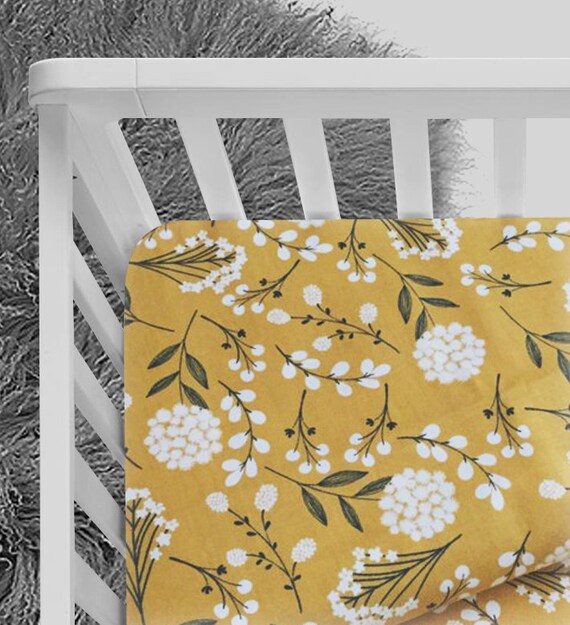 Floral Crib Sheet Mustard Floral yellow 