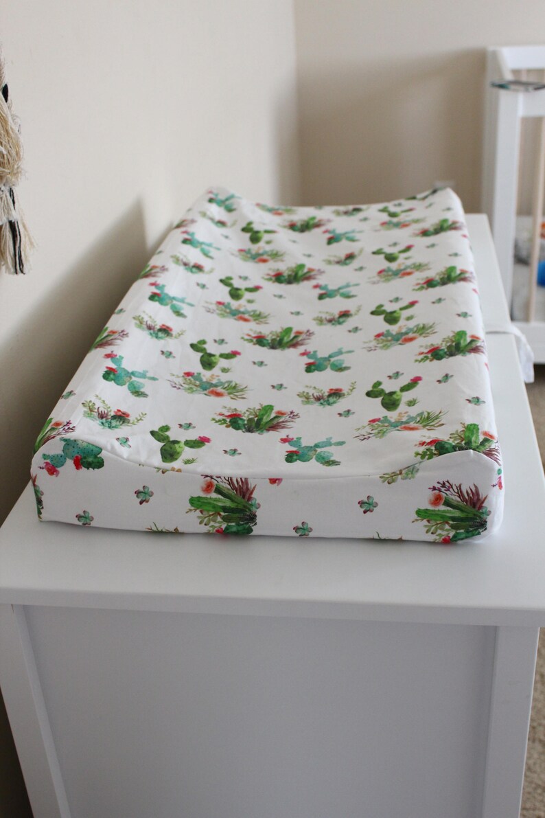 Floral cactus changing pad cover floral cactus bedding Etsy
