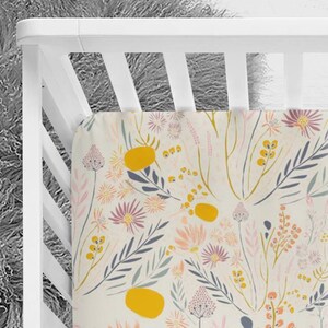 Sunny floral crib sheet Beautiful floral crib sheet, golden flowers, baby girl bedding, floral, nursery bedding, crib sheets, baby bedding