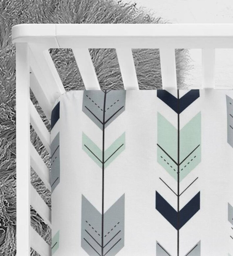 Baby boy bedding on white navy grey mint fitted crib sheet Etsy
