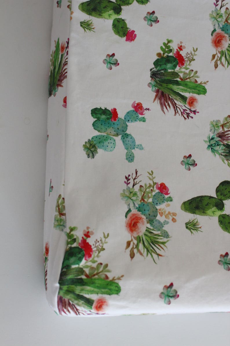 Floral cactus changing pad cover floral cactus bedding Etsy