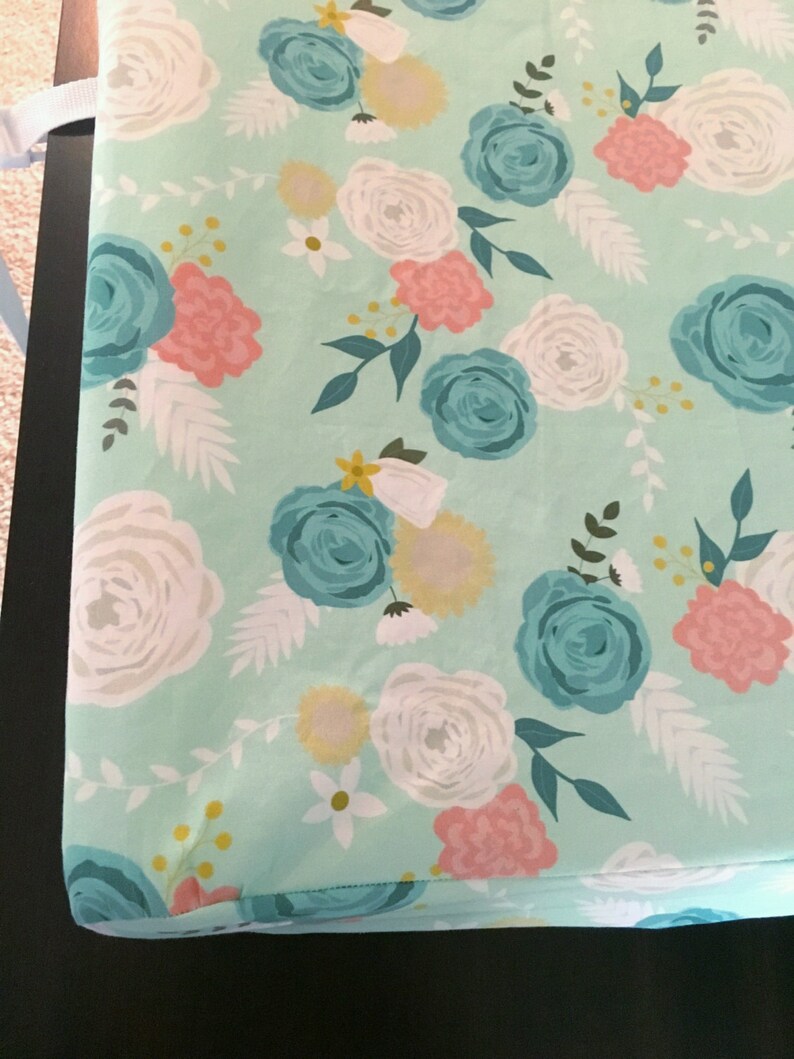 Mint floral changing pad cover mint Bedding floral bedding Etsy