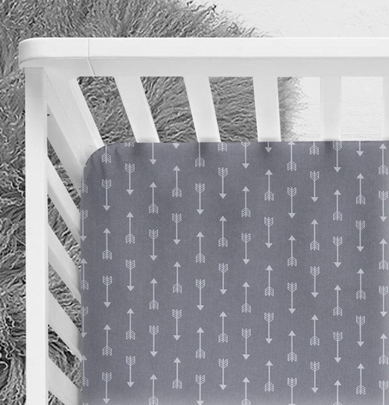 Gray and White arrows fitted crib sheet Woodland Arrows crib Etsy