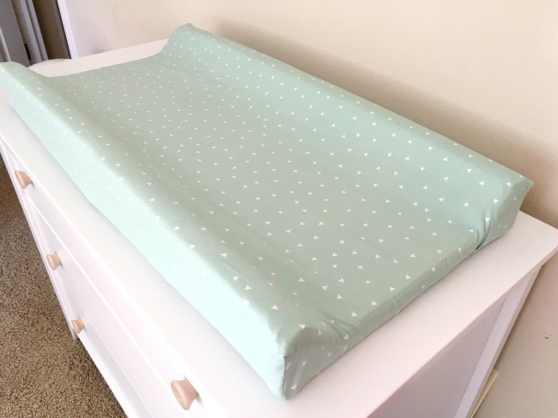 Mint and White triangle Changing Pad cover mint nursery baby Etsy