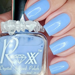 Blue Lace Agate-Crystal Infused Nail Polish-Serenity Now Toxic-Free, Cruelty Free, Metaphysical Beauty, Crystal Energy image 1