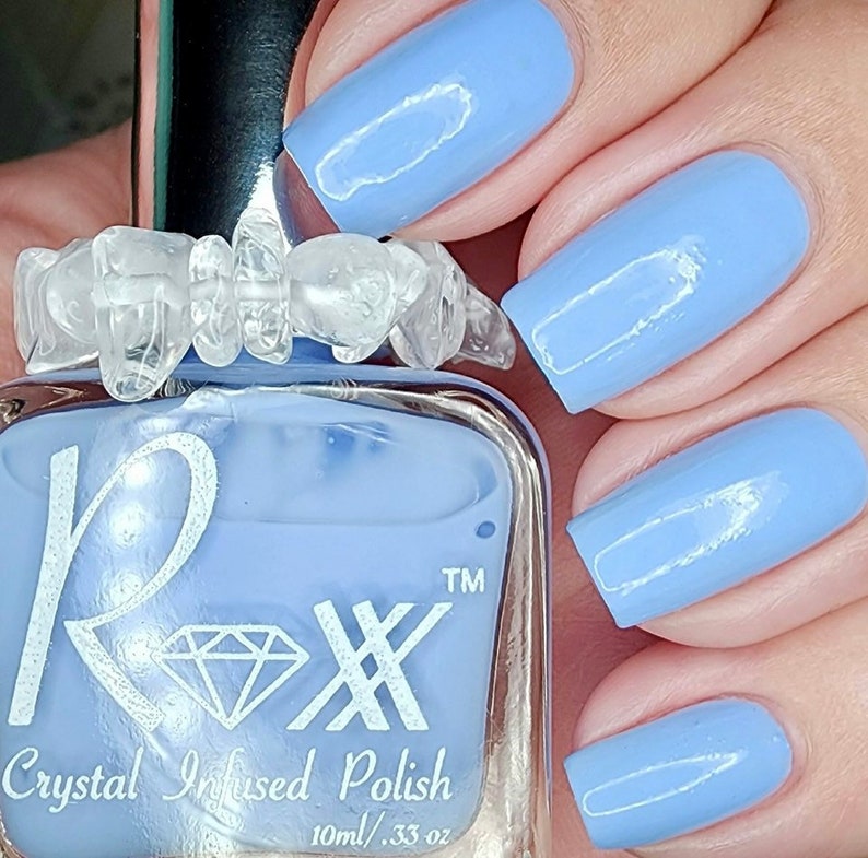 Blue Lace Agate-Crystal Infused Nail Polish-Serenity Now Toxic-Free, Cruelty Free, Metaphysical Beauty, Crystal Energy image 1