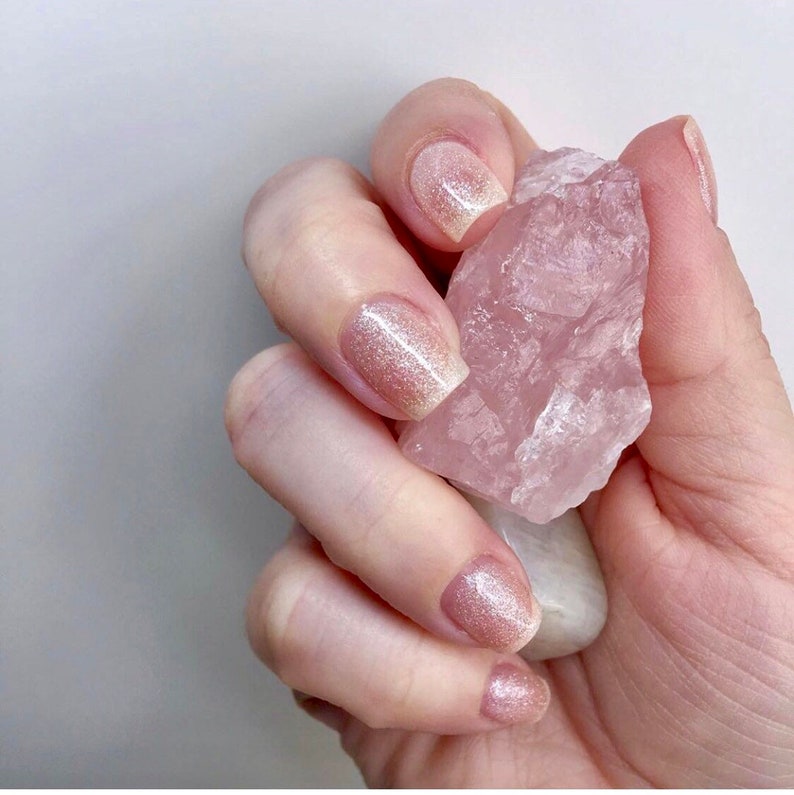Moonstone & Rose Quartz Blend Crystal Infused Nail Polish Feminine Power image 3