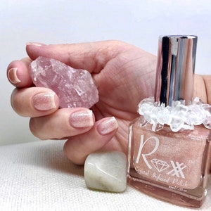Moonstone & Rose Quartz Blend Crystal Infused Nail Polish Feminine Power image 4