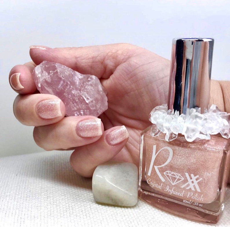 Moonstone & Rose Quartz Blend Crystal Infused Nail Polish Feminine Power image 4