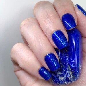 Lapis Lazuli Crystal Infused Nail Polish Wisdom, Toxic-Free, Cruelty Free, Metaphysical Beauty, Crystal Energy image 3
