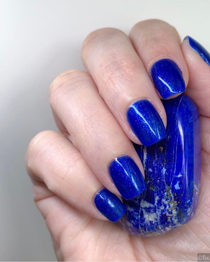 Lapis Lazuli Crystal Infused Nail Polish Wisdom, Toxic-Free, Cruelty Free, Metaphysical Beauty, Crystal Energy image 3