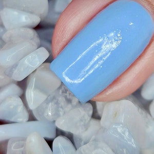 Blue Lace Agate-Crystal Infused Nail Polish-Serenity Now Toxic-Free, Cruelty Free, Metaphysical Beauty, Crystal Energy image 2