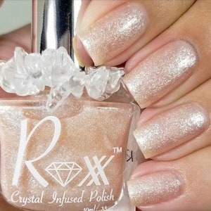 Moonstone & Rose Quartz Blend Crystal Infused Nail Polish Feminine Power image 1