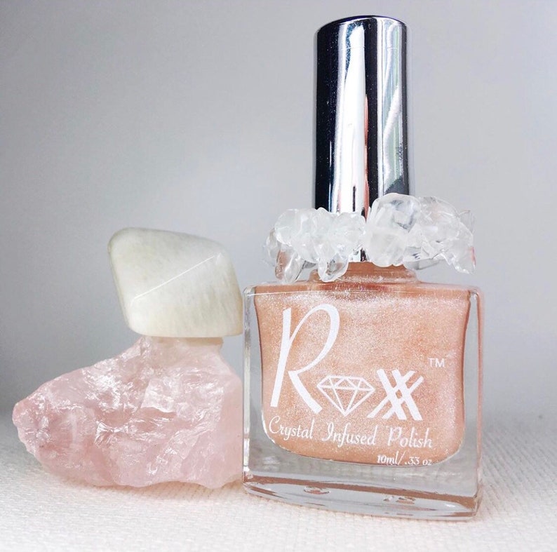 Moonstone & Rose Quartz Blend Crystal Infused Nail Polish Feminine Power image 5