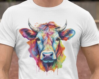 Cow Tshirt, Farmer t shirt, Colorful Cow tee, Farm animal shirt, Animal stock tshirt, Cow lover shirts, Farmer's tshirt