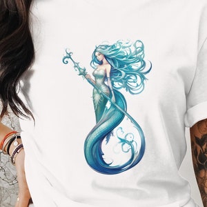 Zeemeermin t-shirt zeemeermin shirt Oceaan shirt Strand tshirt Mystiek wezen T-shirt Zeemeermin sprookjesshirt