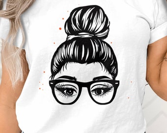Wimpern-T-Shirt, Wimpern-T-Shirt, Damen-T-Shirt, Wimpern-Verlängerungen, Grafik-T-Shirt, Damenbekleidung, Wimpern-Shirt, Wimpern und unordentliche Brötchen