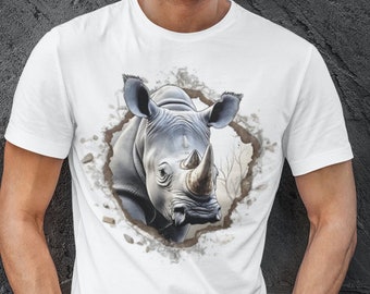 Rhino Tshirt, Safari shirt, African safari wild animal tee, Midjourney AI shirt, Rhinoceros t-shirt, rhino animal nature shirt