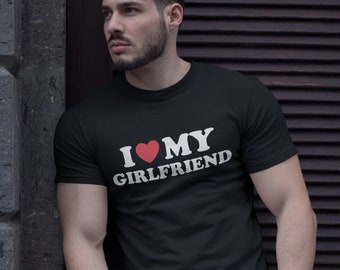 レディース I Love My BoyfriendTシャツ 面白いバレンタインデー記念日 